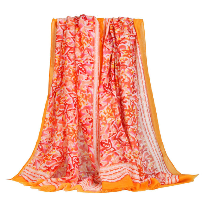 Printed Scarf Shawl Small Flower Print Sunscreen Warmth