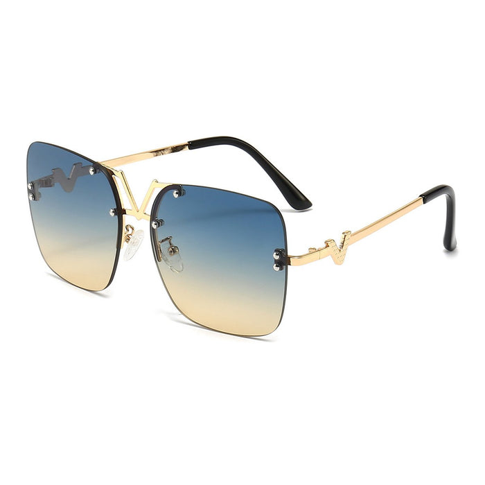 Metal square color large frame sunglasses
