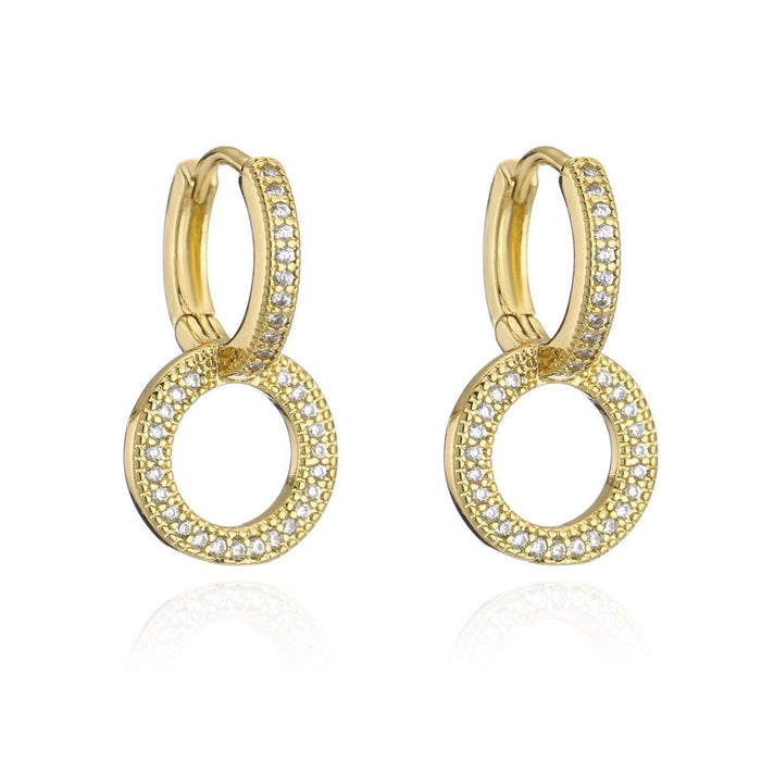 New Personality Gold Color Zircon Women's Earrings Stud Earrings