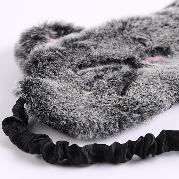 Plush Black Cat Cute Cartoon Rabbit Shade Blindfold Eye Mask