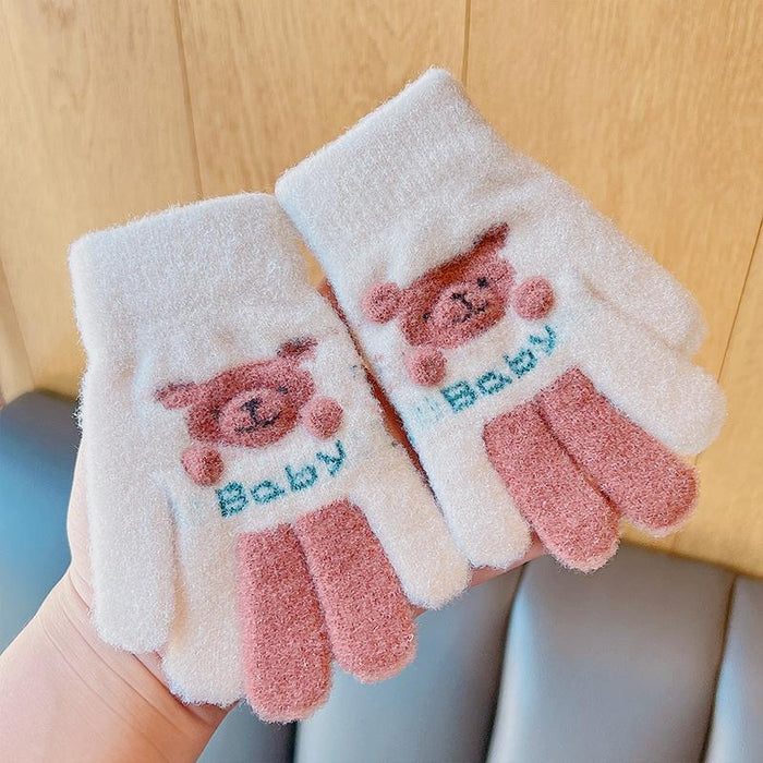 Winter Baby Sweet Cartoon Knitted Yarn Keep Warm Gloves