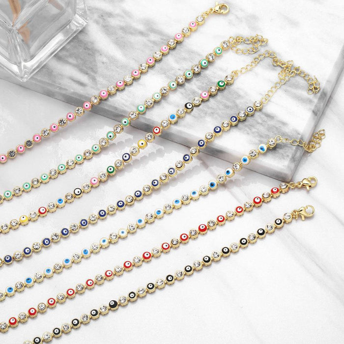 Fashion Zircon Oil Dripping Devil's Eye Bracelet