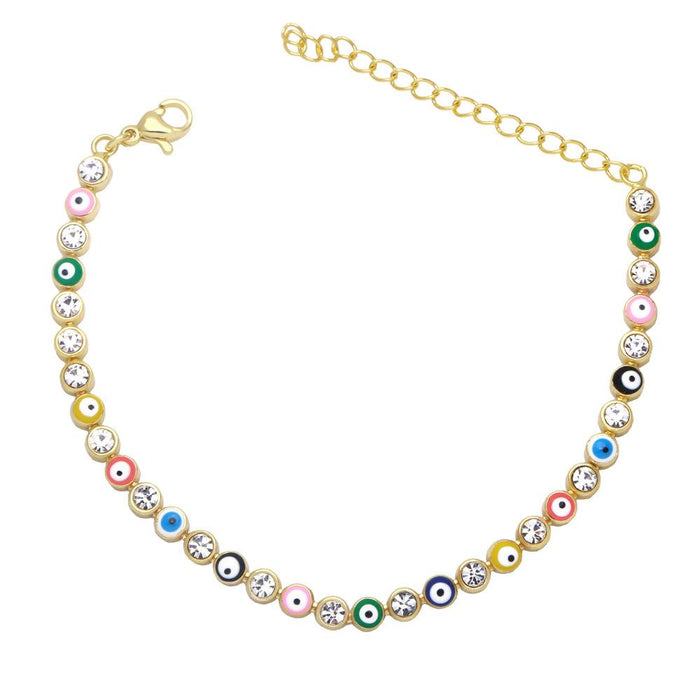 Fashion Zircon Oil Dripping Devil's Eye Bracelet