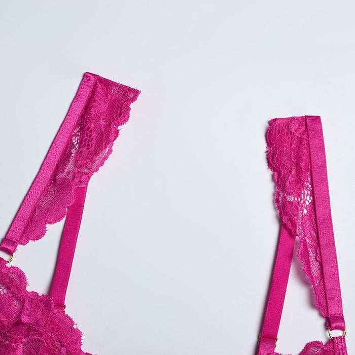 Women's Eyelash Lace Underwear Sexy Lingerie Set