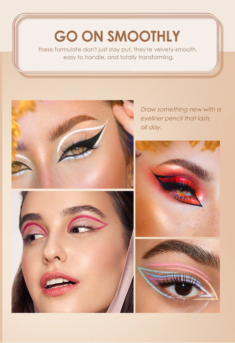12 colour Eyeliner suit with no makeup and no matte finish.