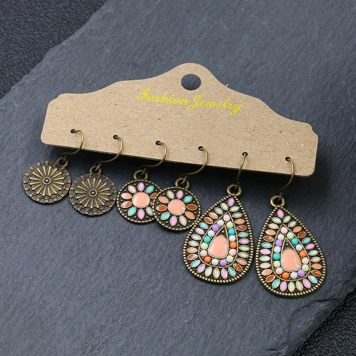3 pairs/set Earrings Bohemian Style Jewelry X0X36200