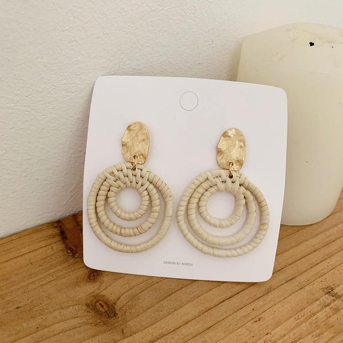 Bohemian Long Handmade Rattan Tassel Earrings