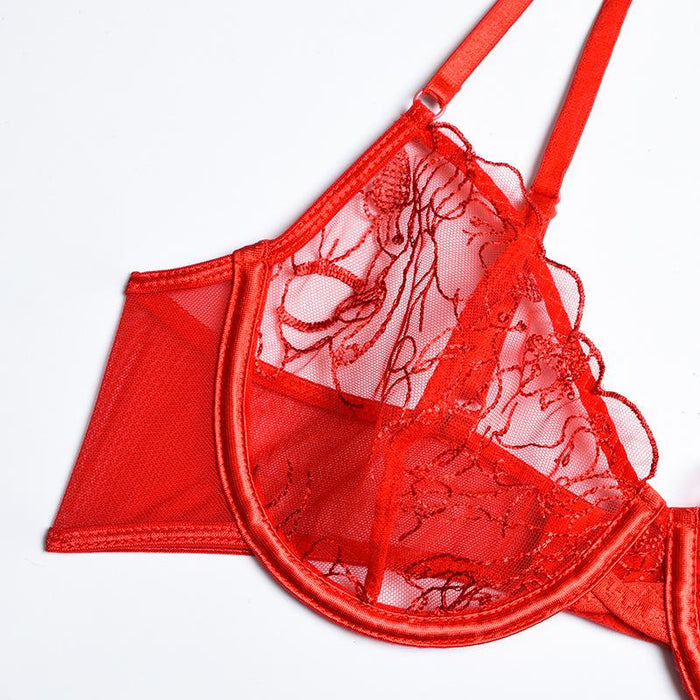 Women's Lace Embroidered Lingerie Sexy Push Up Underwear Set