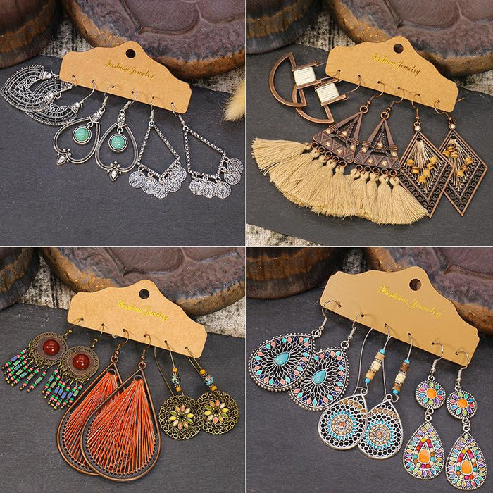 3 pairs/set Earrings Bohemian Style Jewelry X0X36213