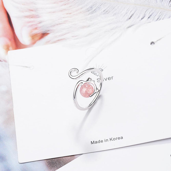 Little Fresh Pink Cat Temperament Open Ring