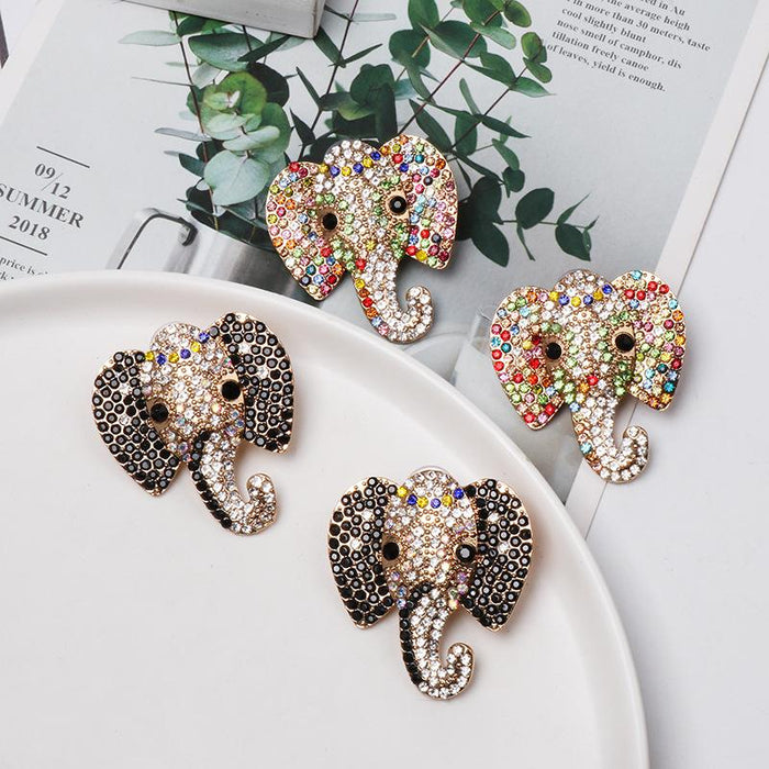 Female Personality Animal Earrings Elephant Earrings Accessories Inlaid Rhinestone