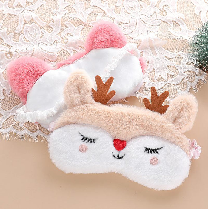 Cartoon Cute Embroidered Elk Fox Shade Blindfold Eye Mask