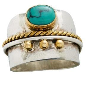 Vintage Simple Turquoise Two-color Ring