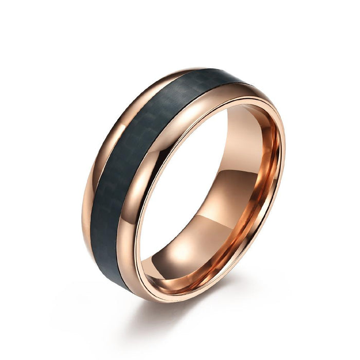 Fashion Solid Carbon Fiber Stainless Steel Ring Jewelry