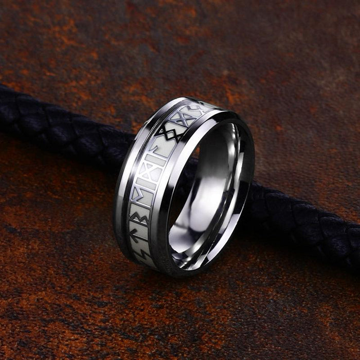 Stainless Steel Luminous Viking Letter Ring