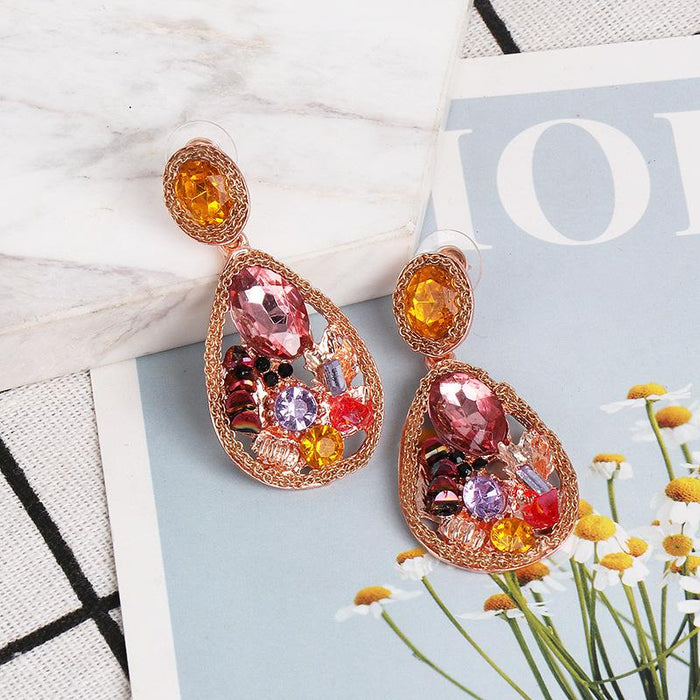 Creative Personality Hollow Out Women's Earring Accessories Inlaid Rhinestone