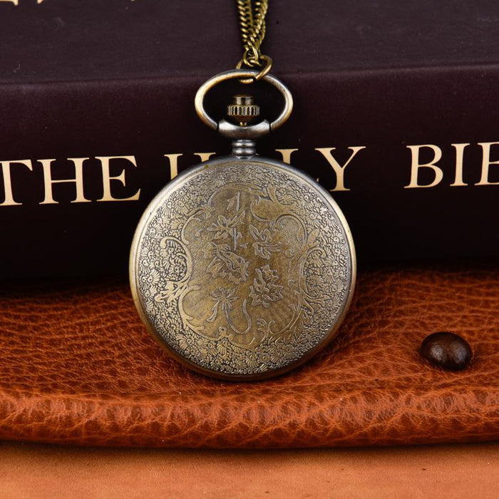 Vintage Bronze Star Symbol Quartz Pocket Watch Ll3702