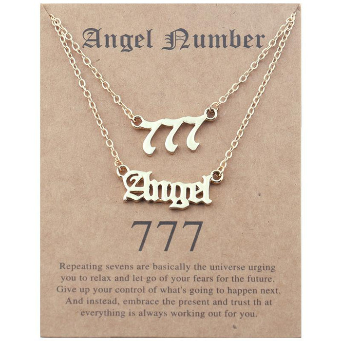 New Angel Lucky Number Necklace Set With Card