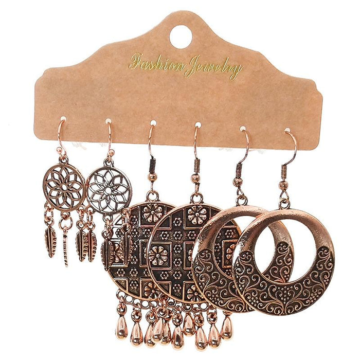 3 pairs/set Earrings Bohemian Style Jewelry X0X36194
