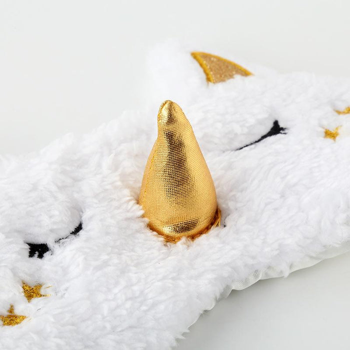 Gold n Silver Nose Unicorn Plush Blackout Sleeping Eye Mask