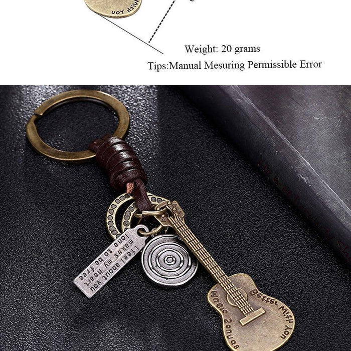 Vintage key chain punk leather metal key chain creative personality key chain