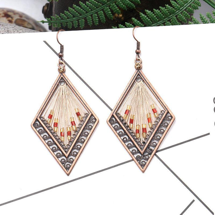 Vintage Fashion Drop Shaped Hand Woven Earrings