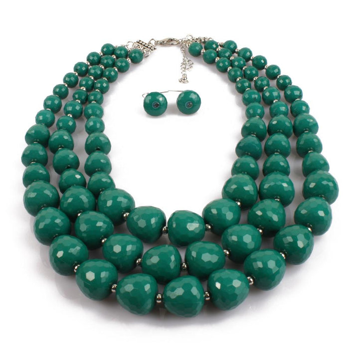 Women's jewelry color Beaded exaggerated Necklace Set