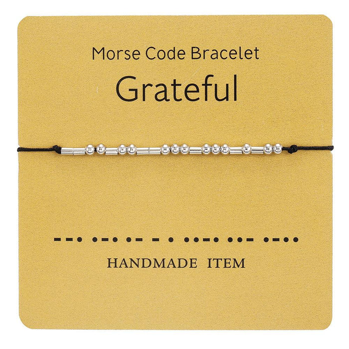 1PC Morse Code Bracelet Silver Beads