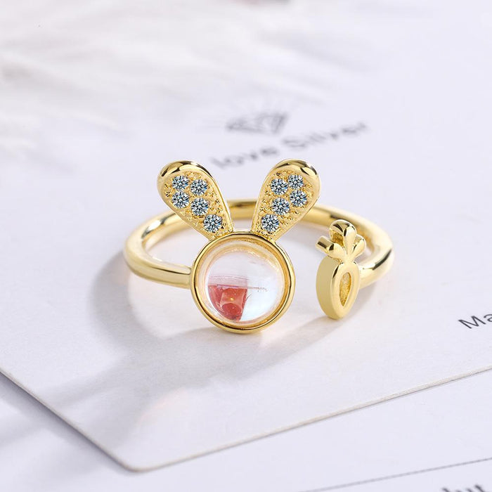 Creative Personality Bunny Zircon Open Ring