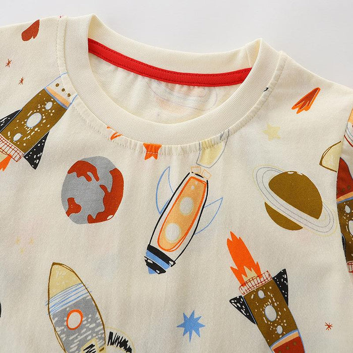 Boys Short Sleeve T-Shirt Knit Cotton Cartoon Print