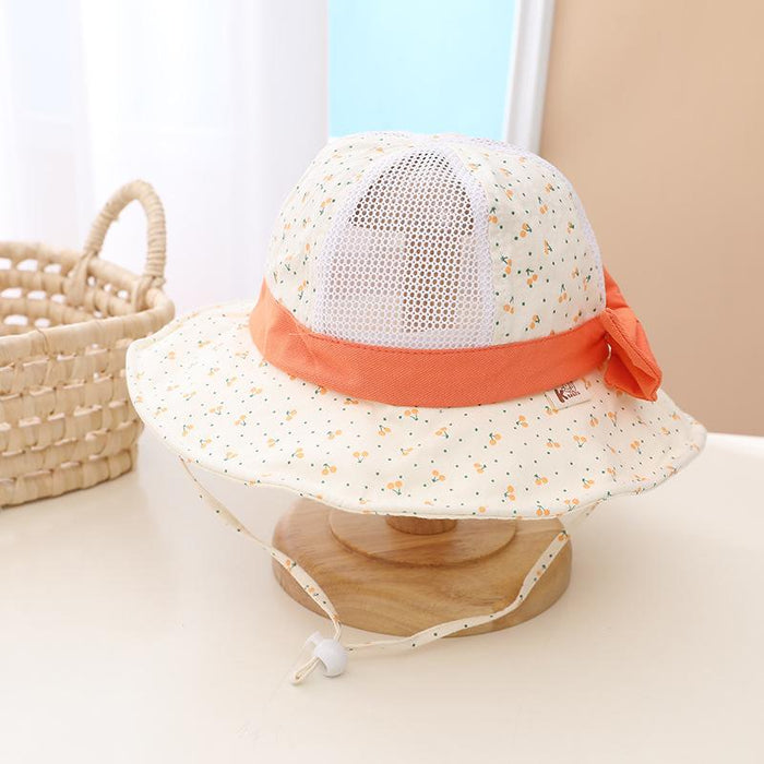 Summer Cute Bow Children's Breathable Mesh Fisherman Hat