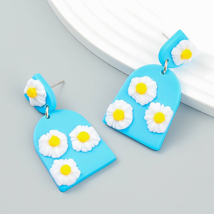 Trendy Simple Geometric Resin Daisy Earrings