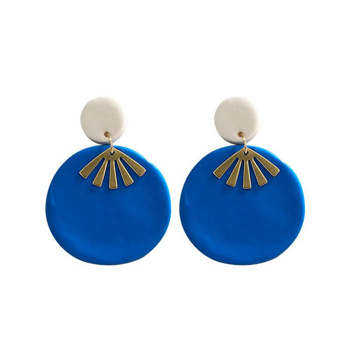 New Jewelry Multicolor Art Geometry Handmade Clay Soft Pottery Earrings Female