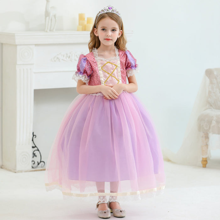 Snow white snow and ice long hair Princess Dress