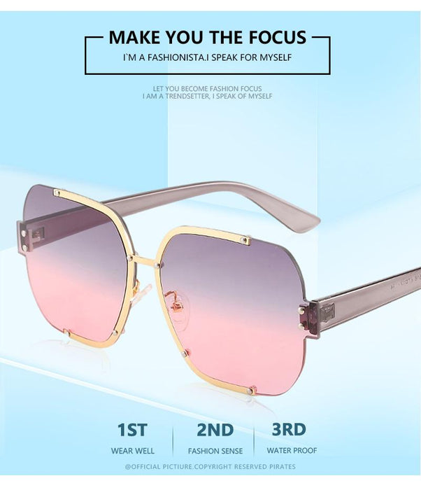 Metal half frame personalized Sunglasses ocean piece