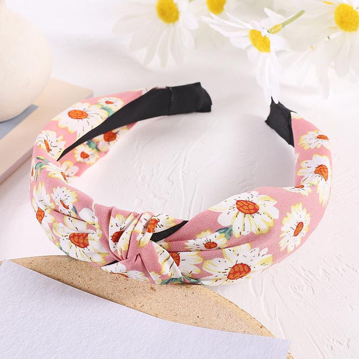 New Flower Headband Women Solid Color Knotted Hairband