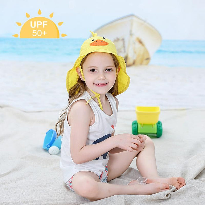 Cartoon Little Yellow Duck Outdoor Sunscreen Thin Children's Shawl Hat