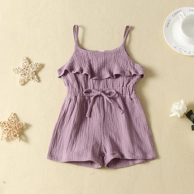 Solid color Jumpsuit shorts bow