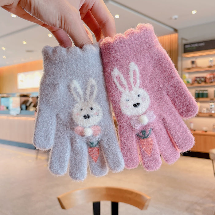 Winter Baby Sweet Cartoon Knitted Yarn Keep Warm Gloves