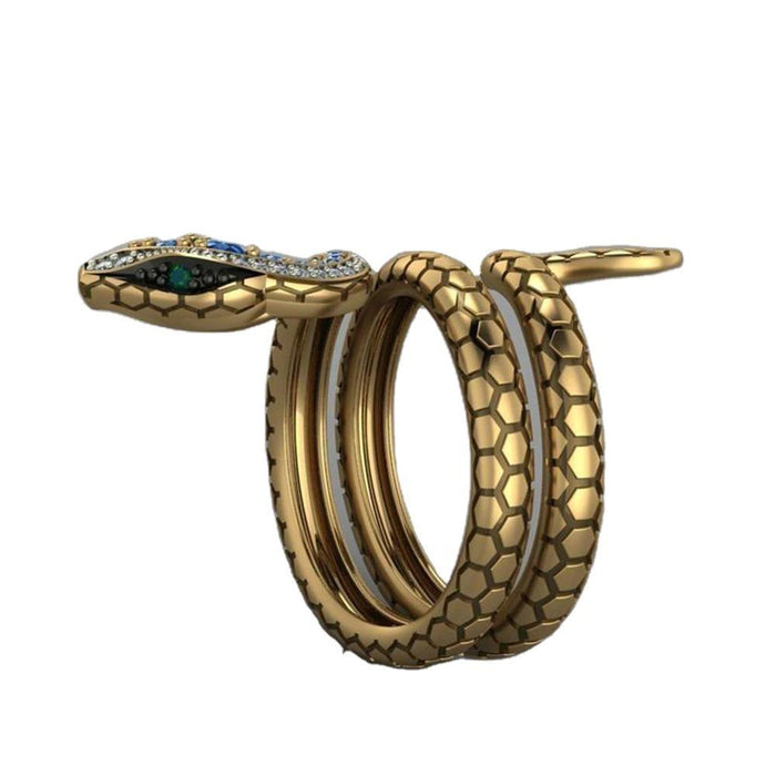 New Creative Fashion Snake Blue Zircon Ring