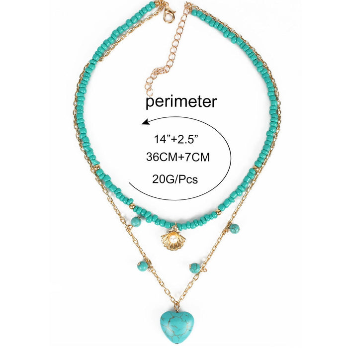 Female Jewelry Personality Love Pendant Pine Stone Necklace Accessories