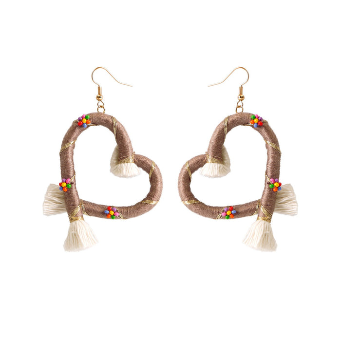 Hand Woven Earrings 2022 New Vintage Peach Heart Earrings