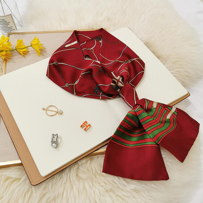 Imitation  scarf thin narrow strip leopard pattern simple waist chain scarf