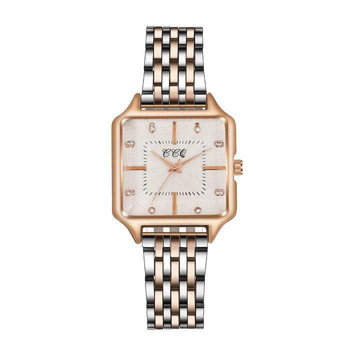 New Simple Square Dial Time Quartz Steel Band Watch Llz20788