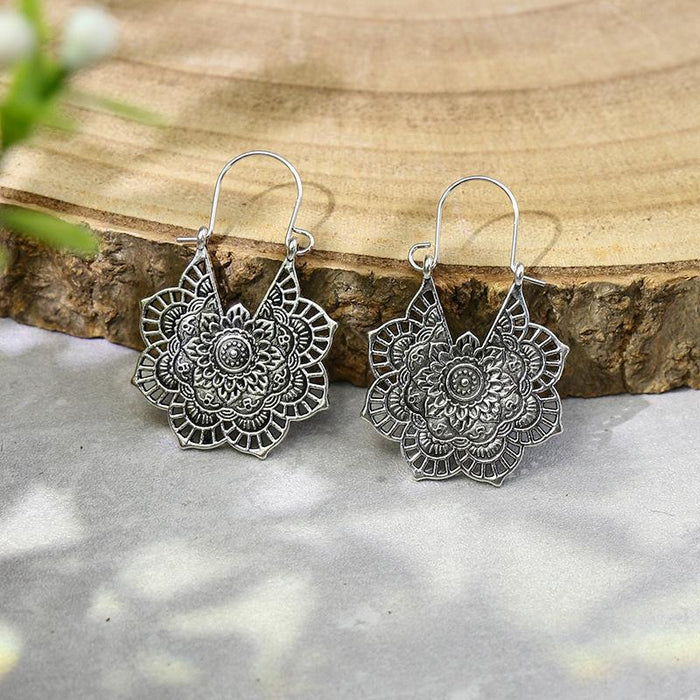 Boho Ethnic Vintage Green Stone Earrings