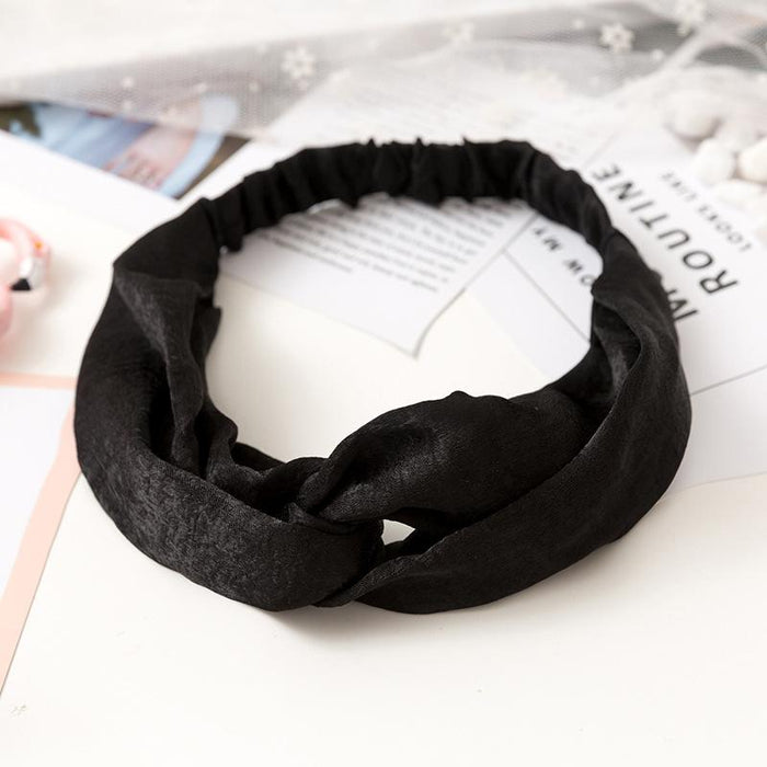 Cross fabric hair band women's solid silk satin hair hoop elastic headband hair ornament