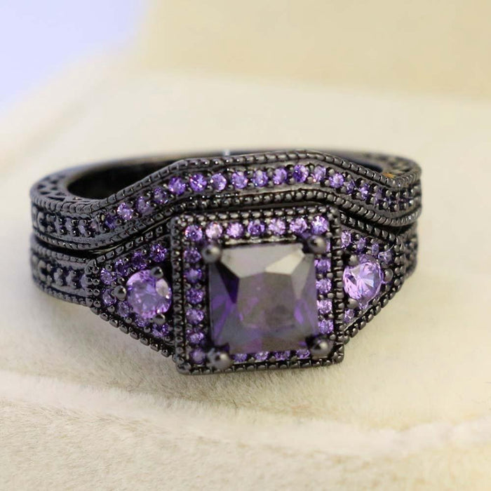 Black Purple Zircon Ring