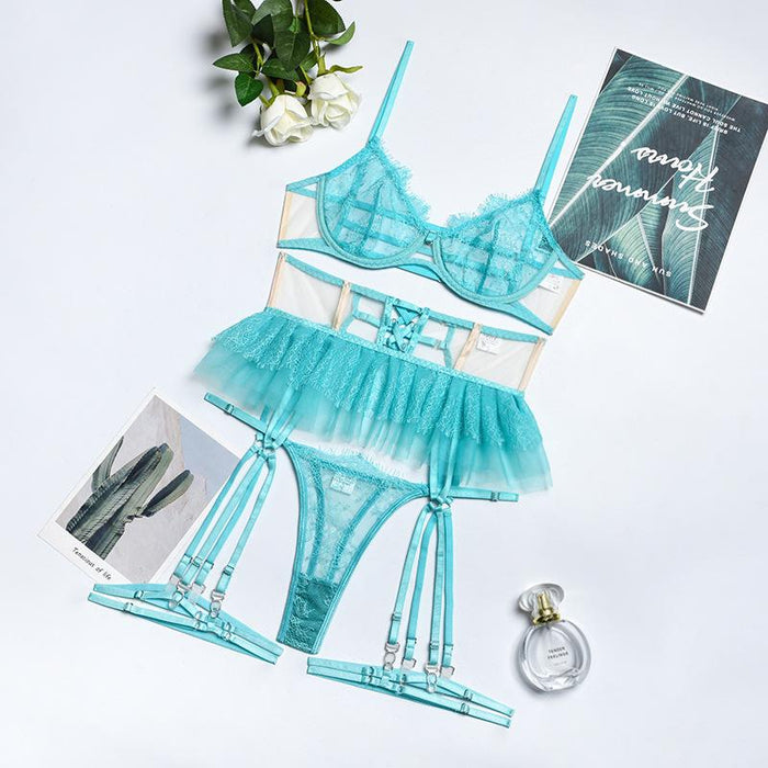 Women's Fashion Mesh Underwear Stitching Sexy Lingerie Set
