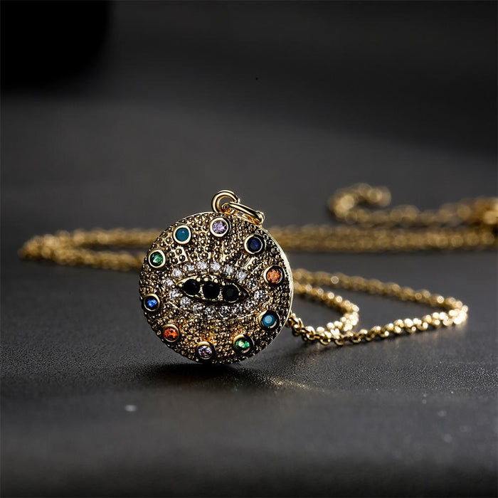 New Fashion Eye Pendant Gold Color Zircon Necklace