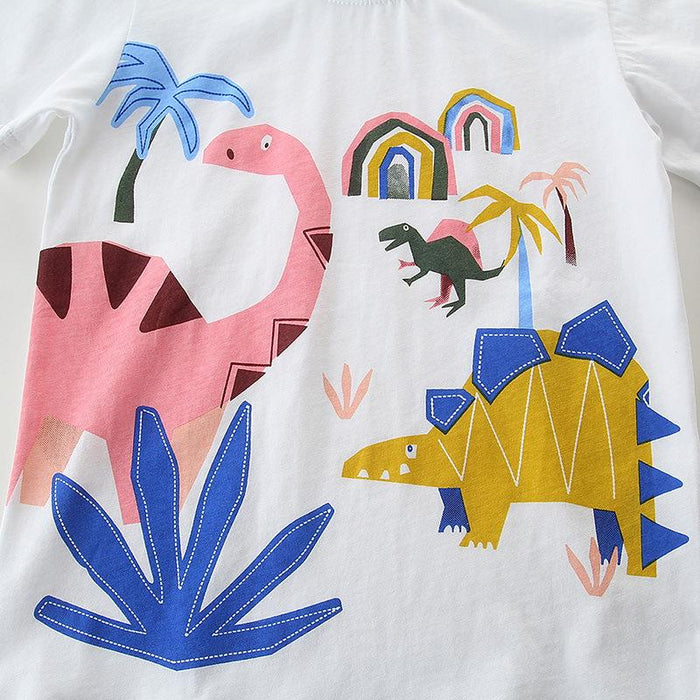 Round neck knitted cotton short sleeve children's T-shirt